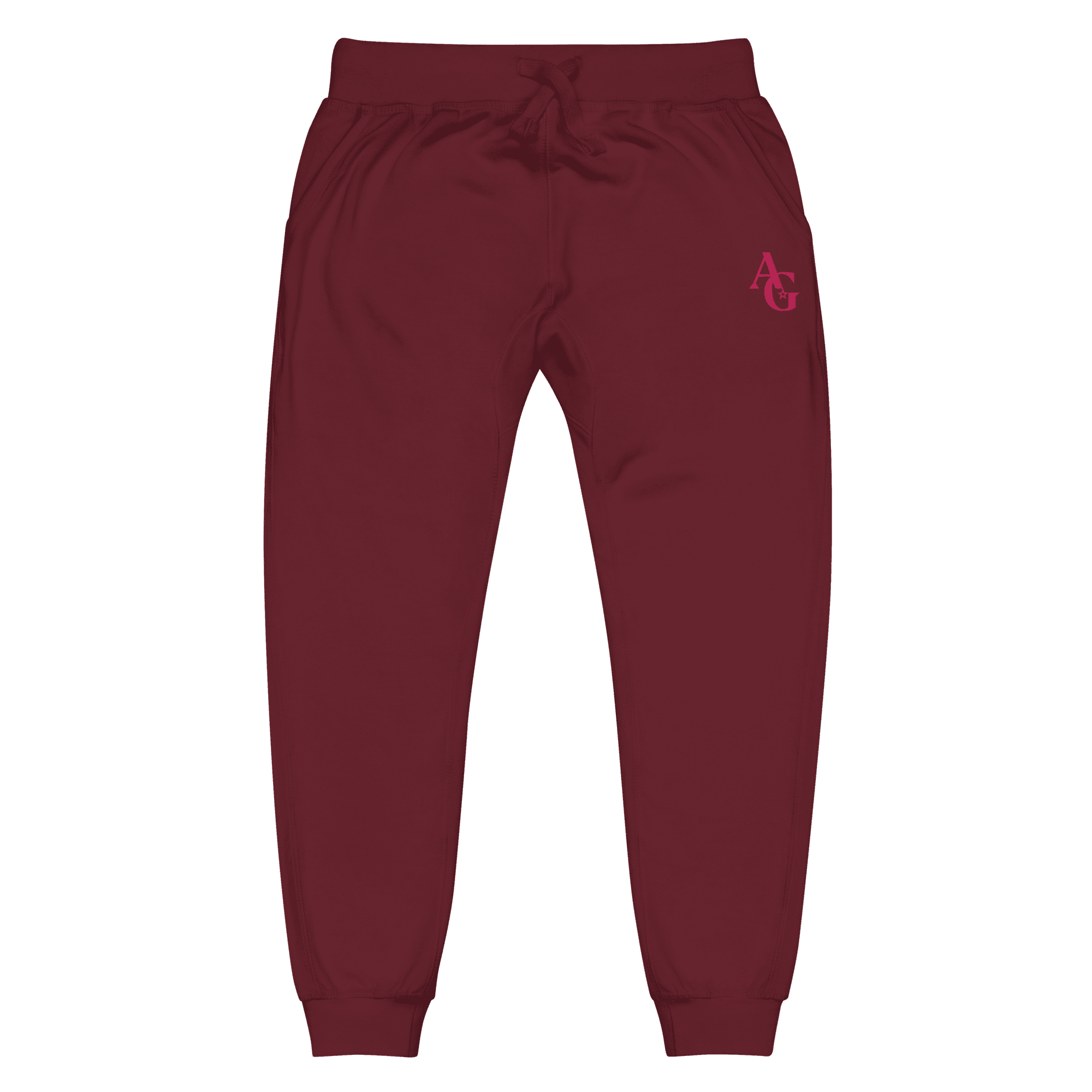 unisex-fleece-sweatpants-maroon-front-6750a3f4bb3f4